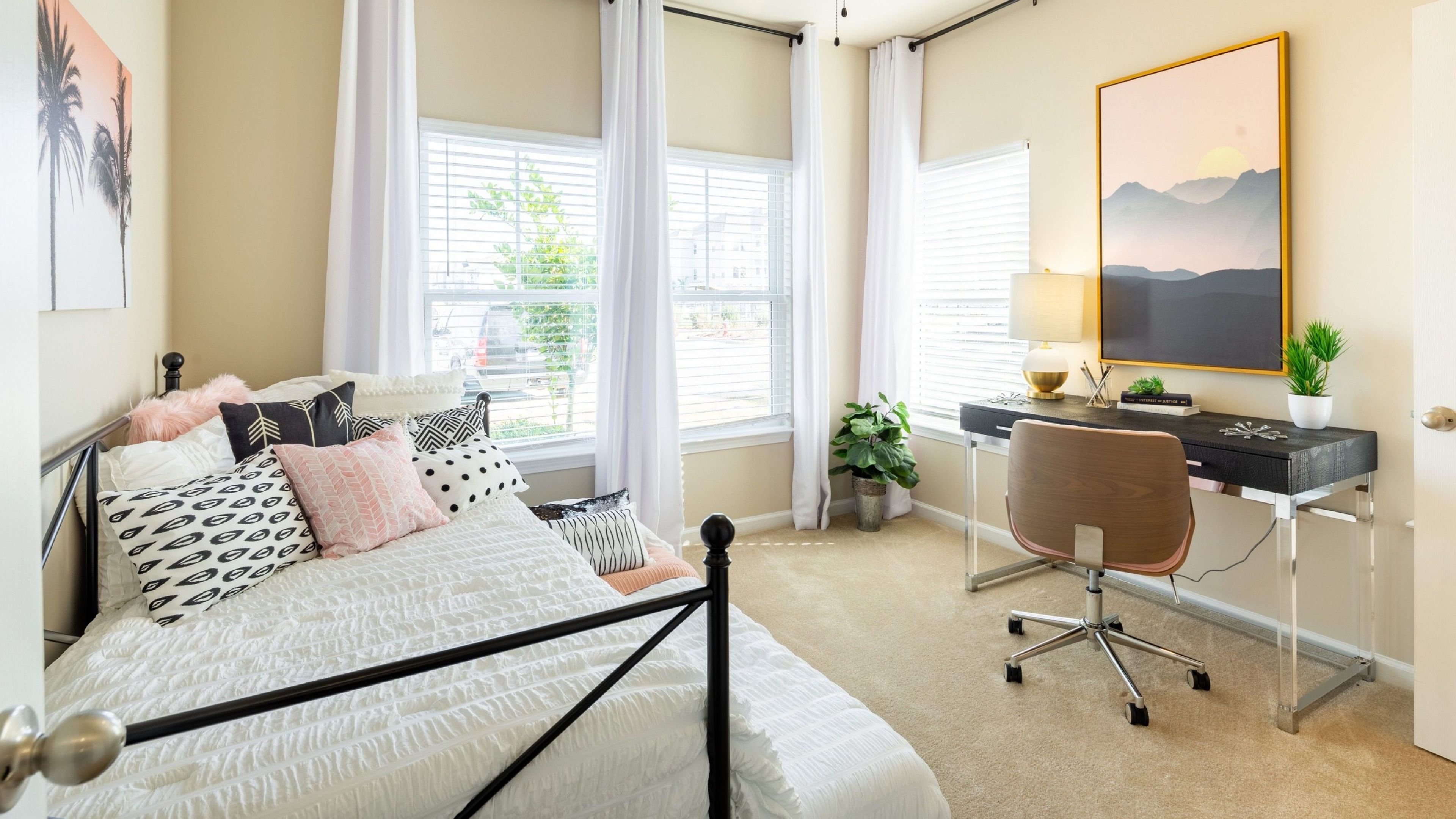 Hawthorne at the Bend spacious apartment bedroom with carpet and large windows