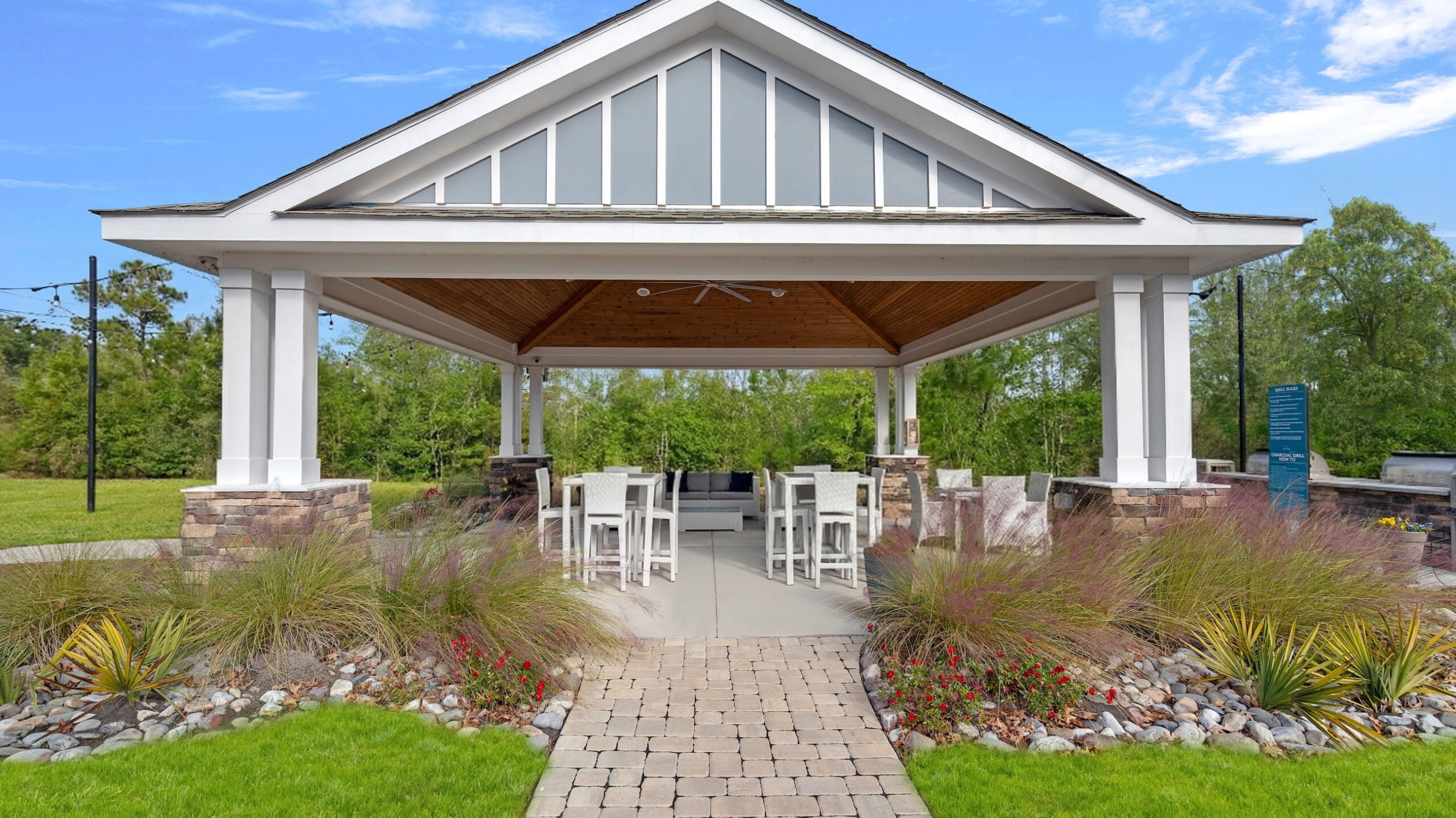 Hawthorne at the Bend resident clubhouse amenity with seating area, fireplace, and beautiful finishes